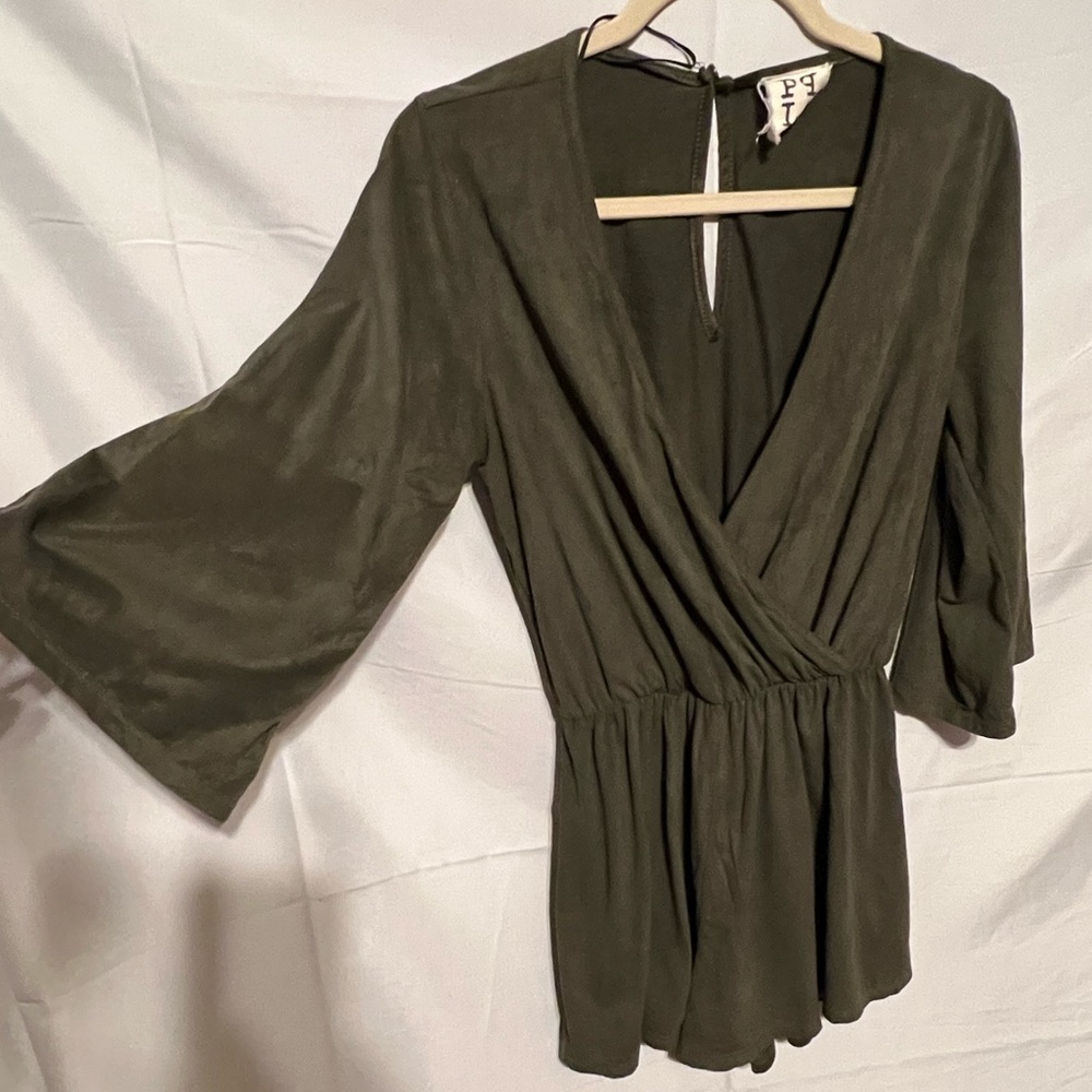 Sz  M PPLA  Peoples Project L.A cute Moss Green Romper - Picture 1 of 10